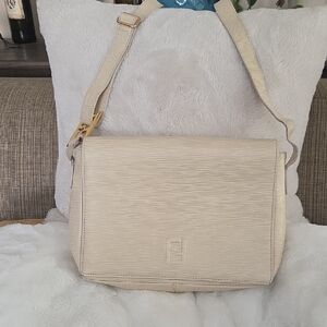 Vintage Fendi Epi Cream Shoulder Crossbody bag with adjustable strap.